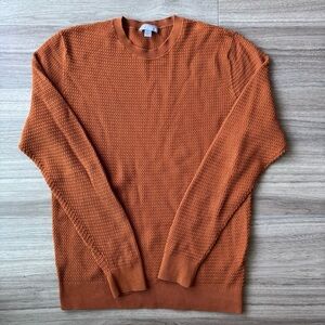 COS Cotton Textured Knit Crew Neck Orange Sweater Size Medium